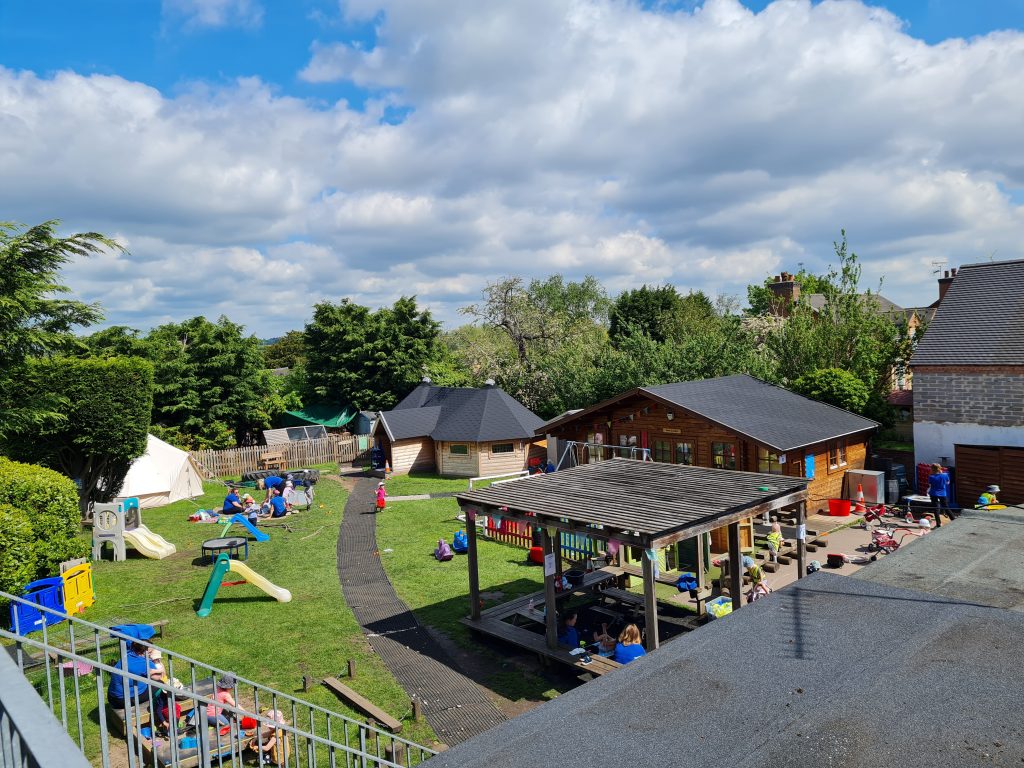 Aerial view of the garden space at The Old Forge Day Nursery